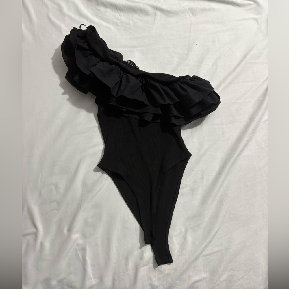Zara Black Ruffled Bodysuit